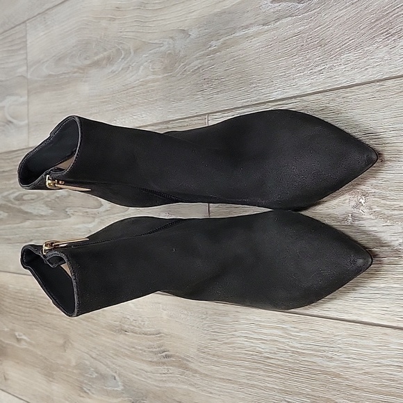 L'Agence Size 37 1/2 (7) Jeanne Block Heel Charcoal Suede Bootie NEW - Picture 5 of 9